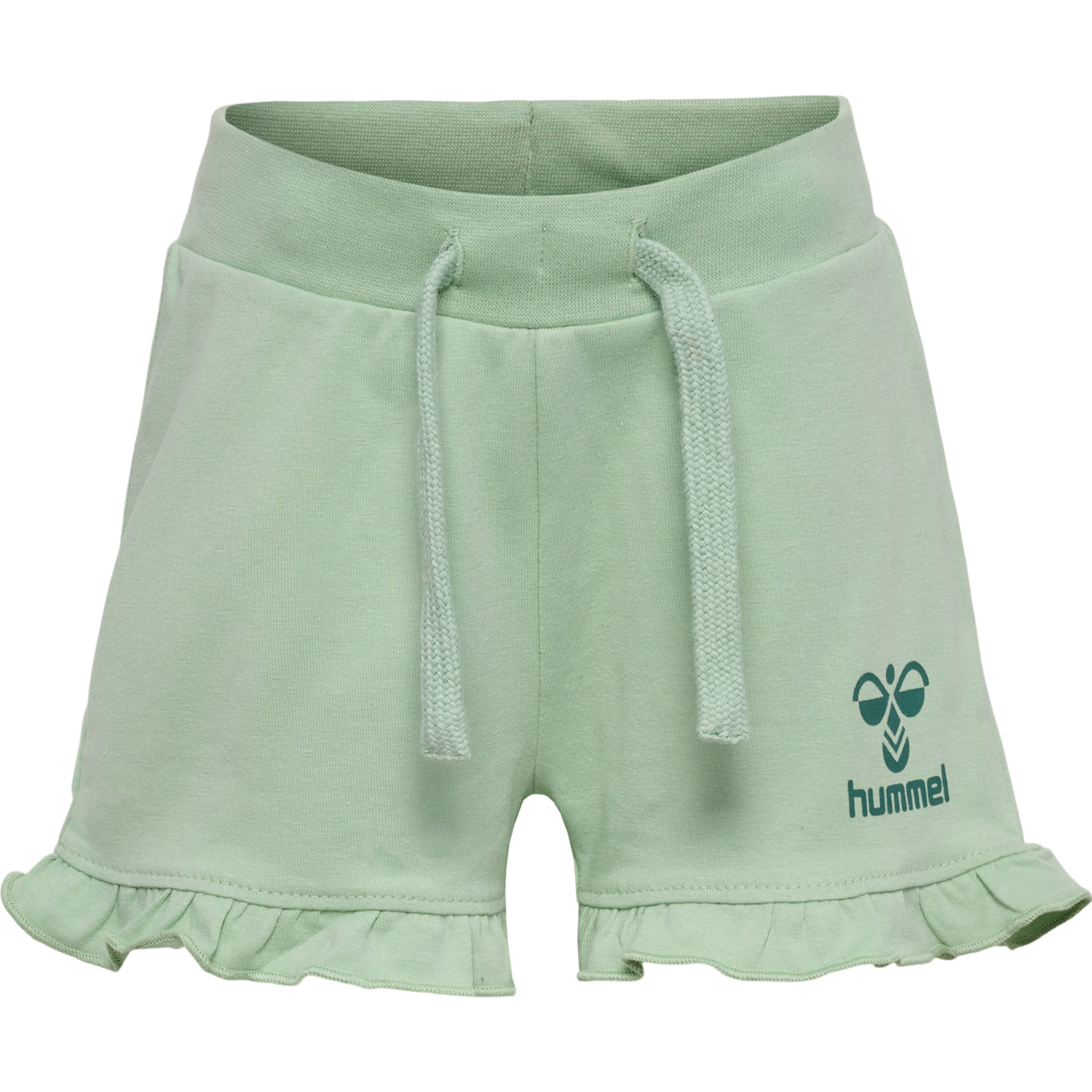 hmlTALYA RUFFLE SHORTS, SILT GREEN, packshot
