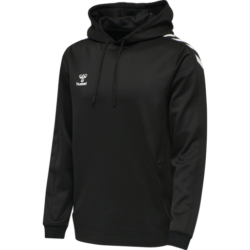 hmlCORE XK POLY SWEAT HOODIE, BLACK/BLACK, packshot