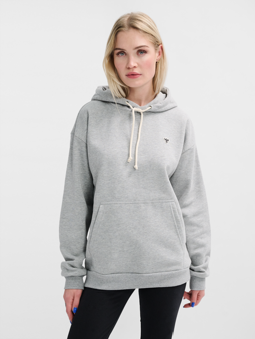 hmlLOOSE HOODIE BEE, GREY MELANGE, model