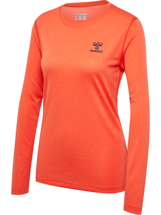 hmlSPRINT MEL T-SHIRT L/S WOMAN, SPICY ORANGE MELANGE, packshot