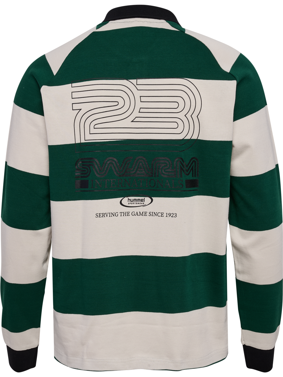 hmlLOOSE STRIPED POLO L/S, DARK GREEN, packshot