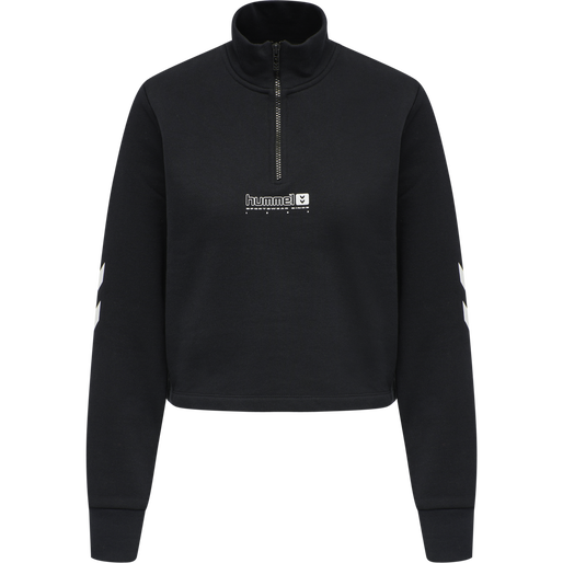 hmlLGC NIKKA CROPPED HALFZIP, BLACK, packshot