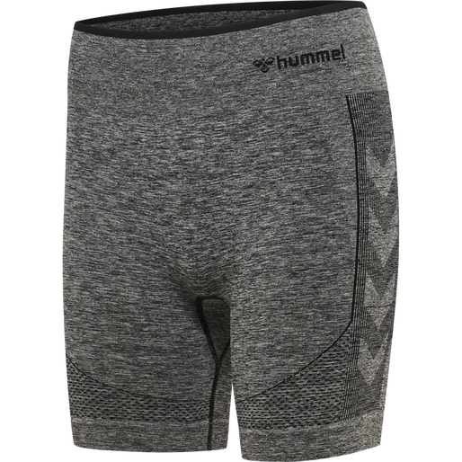 hmlMT UNA SEAMLESS MID WAIST SHORTS, BLACK MELANGE, packshot