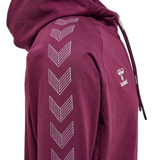 hmlMOVE GRID COTTON ZIP HOODIE, GRAPE WINE, packshot