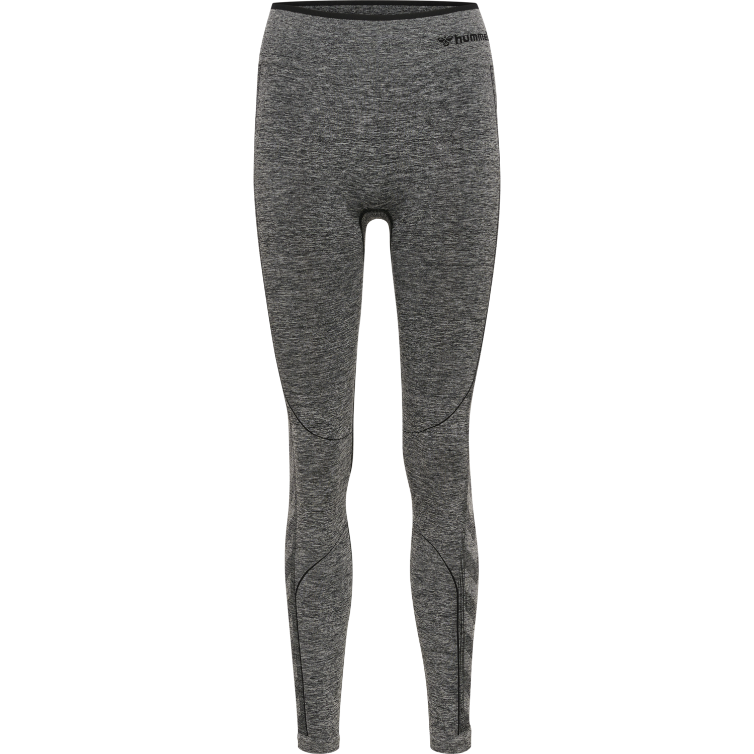 hmlMT UNA SEAMLESS MID WAIST TIGHTS, BLACK MELANGE, packshot