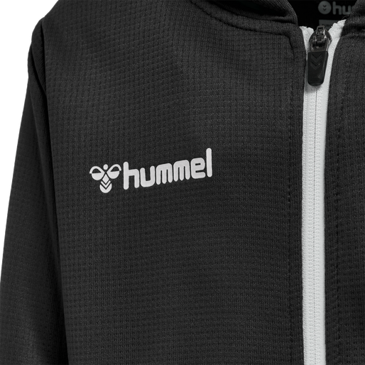 hmlAUTHENTIC KIDS POLY ZIP HOODIE, BLACK/WHITE, packshot
