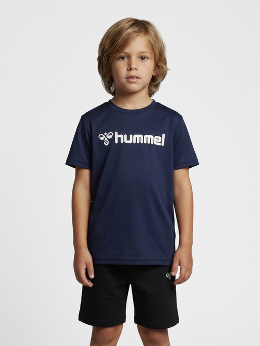 hmlLOGO JERSEY S/S KIDS, MARINE, model