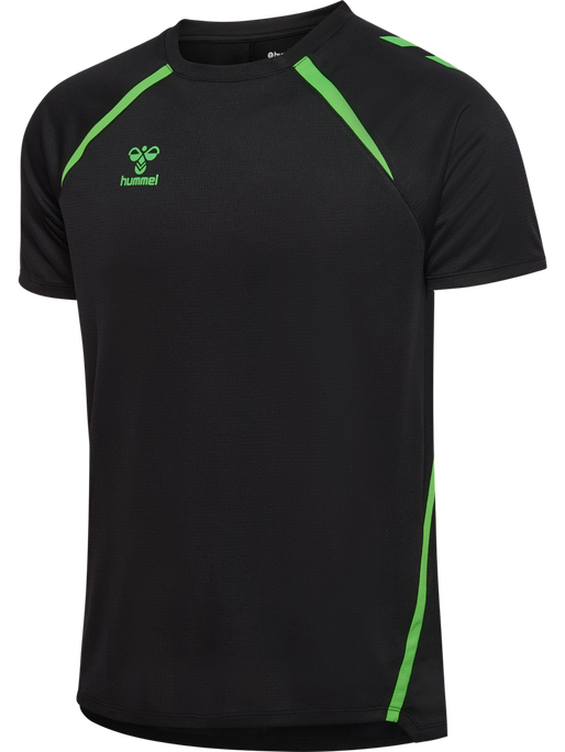hmlLEAD 2.0 JERSEY S/S, BLACK/GREEN GECKO, packshot