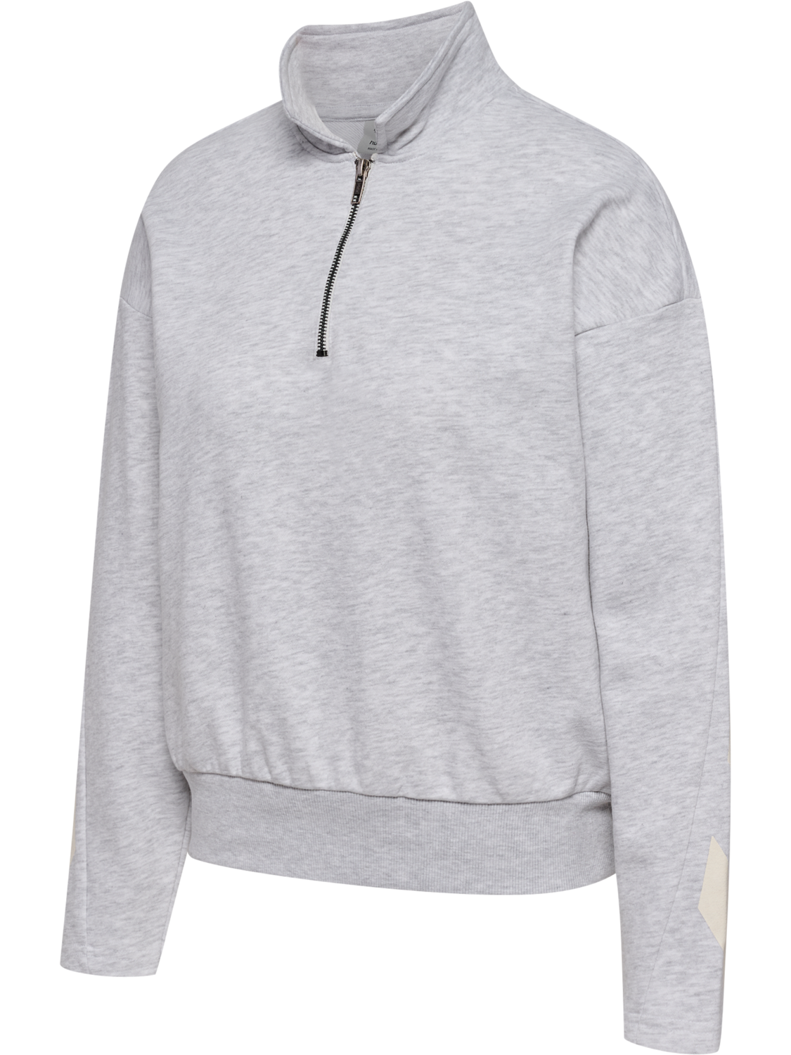 hmlI-D ZIP POLO SWEATSHIRT, LIGHT GREY MELANGE, packshot
