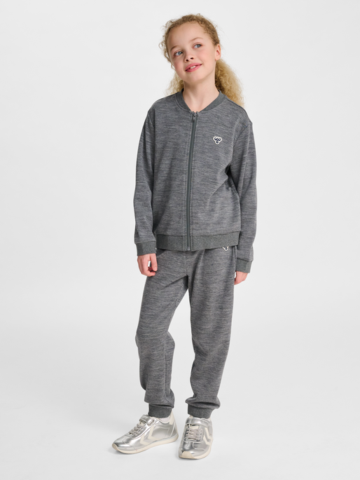 hmlJR WOOL ZIP JACKET BEE, DARK GREY MELANGE, model