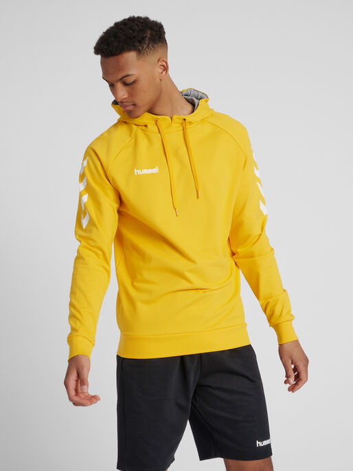 HMLGO COTTON HOODIE, SPORTS YELLOW, model