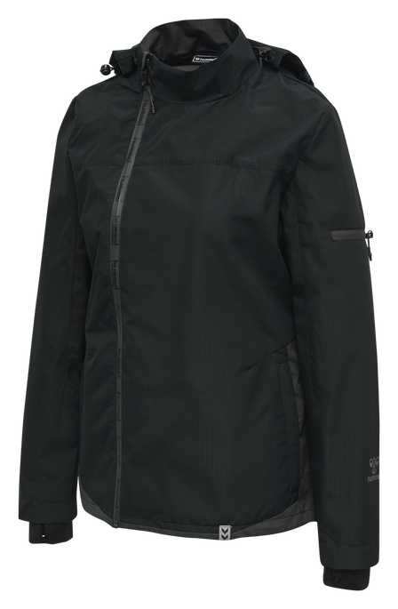 hmlNORTH SHELL JACKET WOMAN, BLACK/ASPHALT, packshot