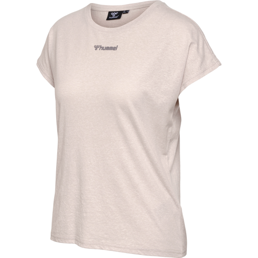 hmlZANDRA T-SHIRT, PUMICE STONE MELANGE, packshot