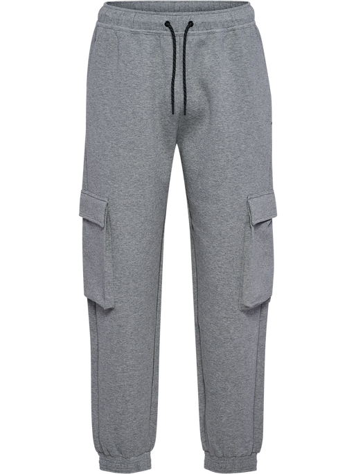 hmlTECH FLEECE LOOSE CARGO PANTS, GREY MELANGE, packshot
