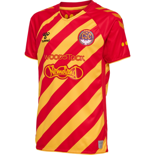 hmlCSC 19/20 KIDS HOME JERSEY S/S, TRUE RED/SPORTS YELLOW W/SPONS hmlCSC 19/20 KIDS HOME JERSEY S/S, TRUE RED/SPORTS YELLOW W/SPONS, packshot