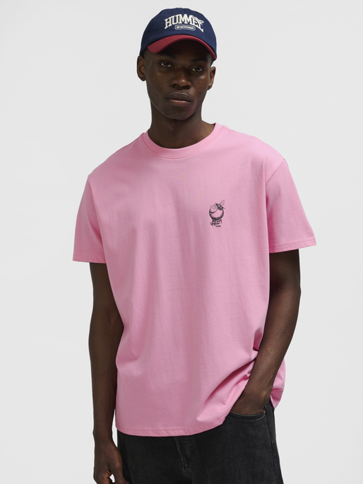 hmlLOOSE T-SHIRT S/S WRONG YELLOW, SACHET PINK, model