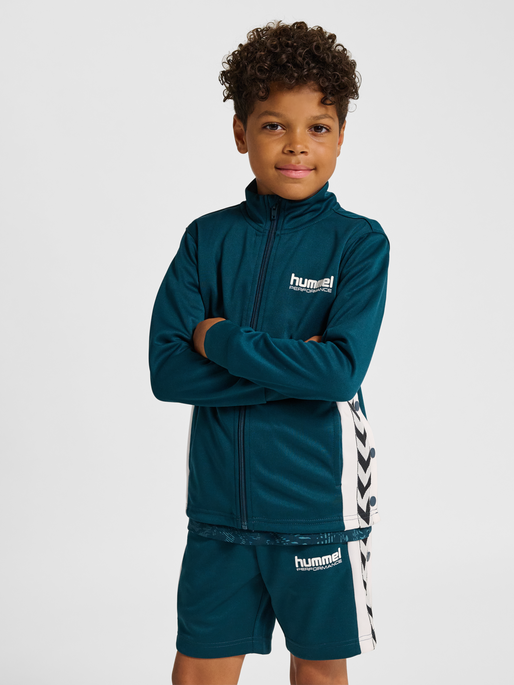 hmlJR CHEVRON ZIP JACKET, REFLECTING POND, model