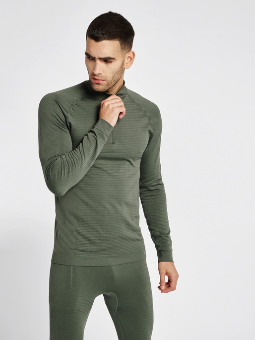 hmlSTROKE SEAMLESS HALF ZIP, THYME, model