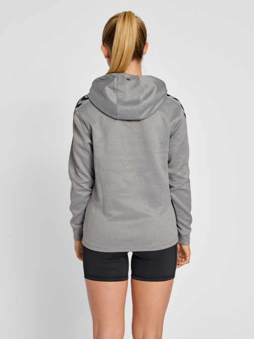 hmlCORE XK POLY SWEAT HOODIE WOMAN, GREY MELANGE, model