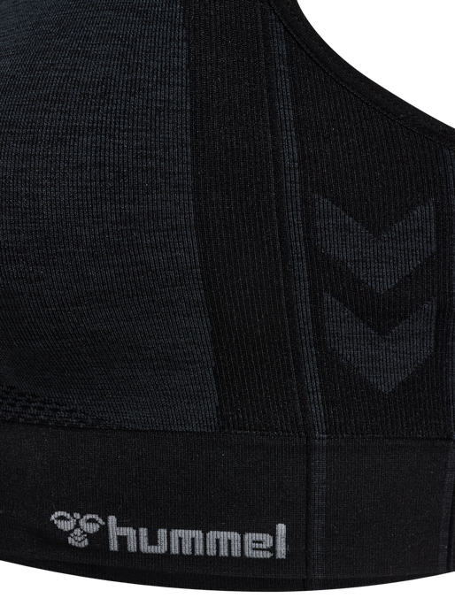 hmlMT SHINE SEAMLESS SPORTS BRA, BLACK MELANGE hmlMT SHINE SEAMLESS SPORTS BRA, BLACK MELANGE, packshot