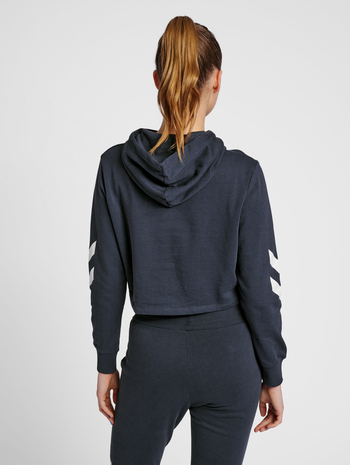 hmlLEGACY WOMAN CROPPED HOODIE, BLUE NIGHTS, model