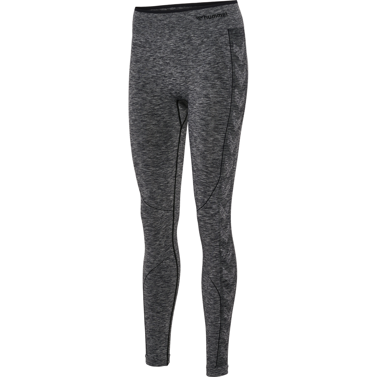 hmlMT UNA SEAMLESS MID WAIST TIGHTS, BLACK MELANGE, packshot