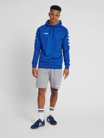 HMLGO COTTON HOODIE, TRUE BLUE, model