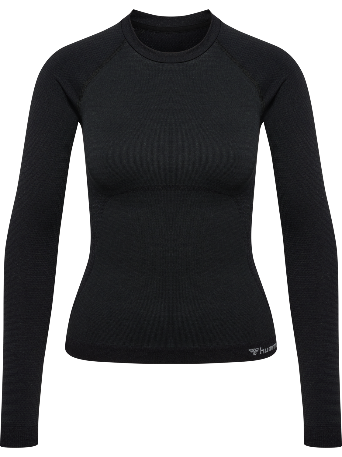 hmlCLEA SEAMLESS TIGHT T-SHIRT L/S, BLACK MELANGE, packshot