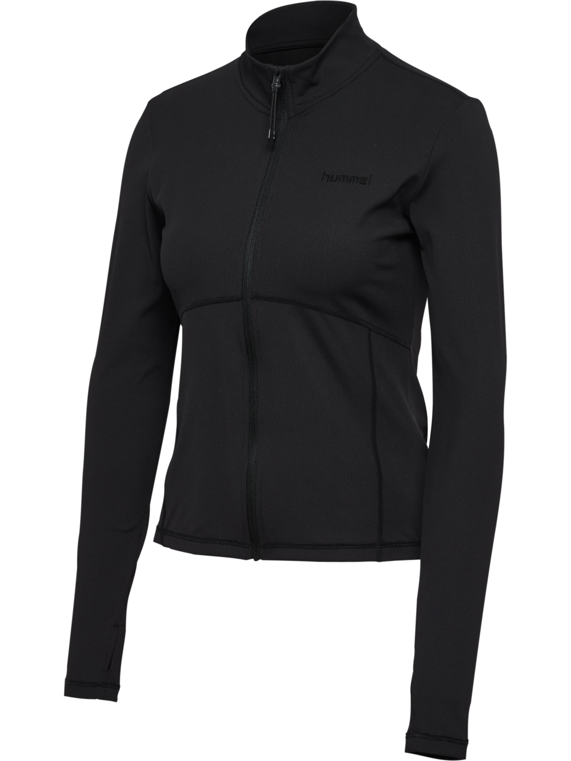 hmlPRIMA W RIB ZIP BLOUSE, BLACK, packshot