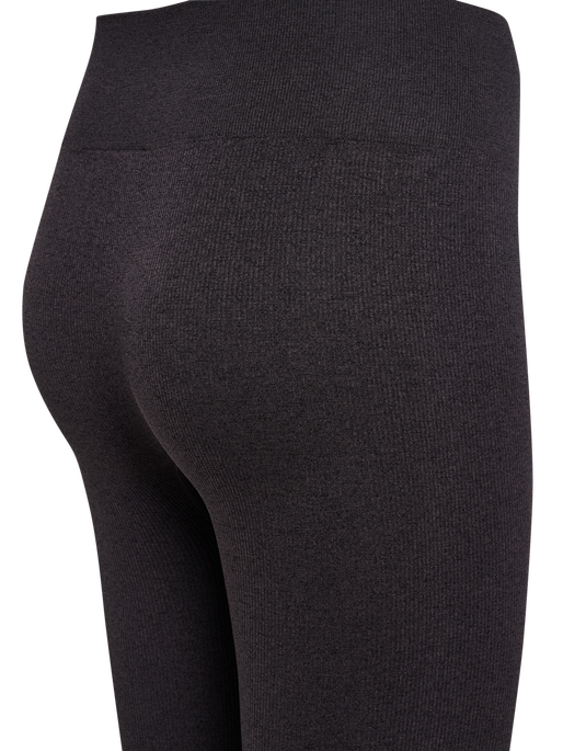 hmlYOGA SEAMLESS RIB MW TIGHTS, BLACK MELANGE, packshot