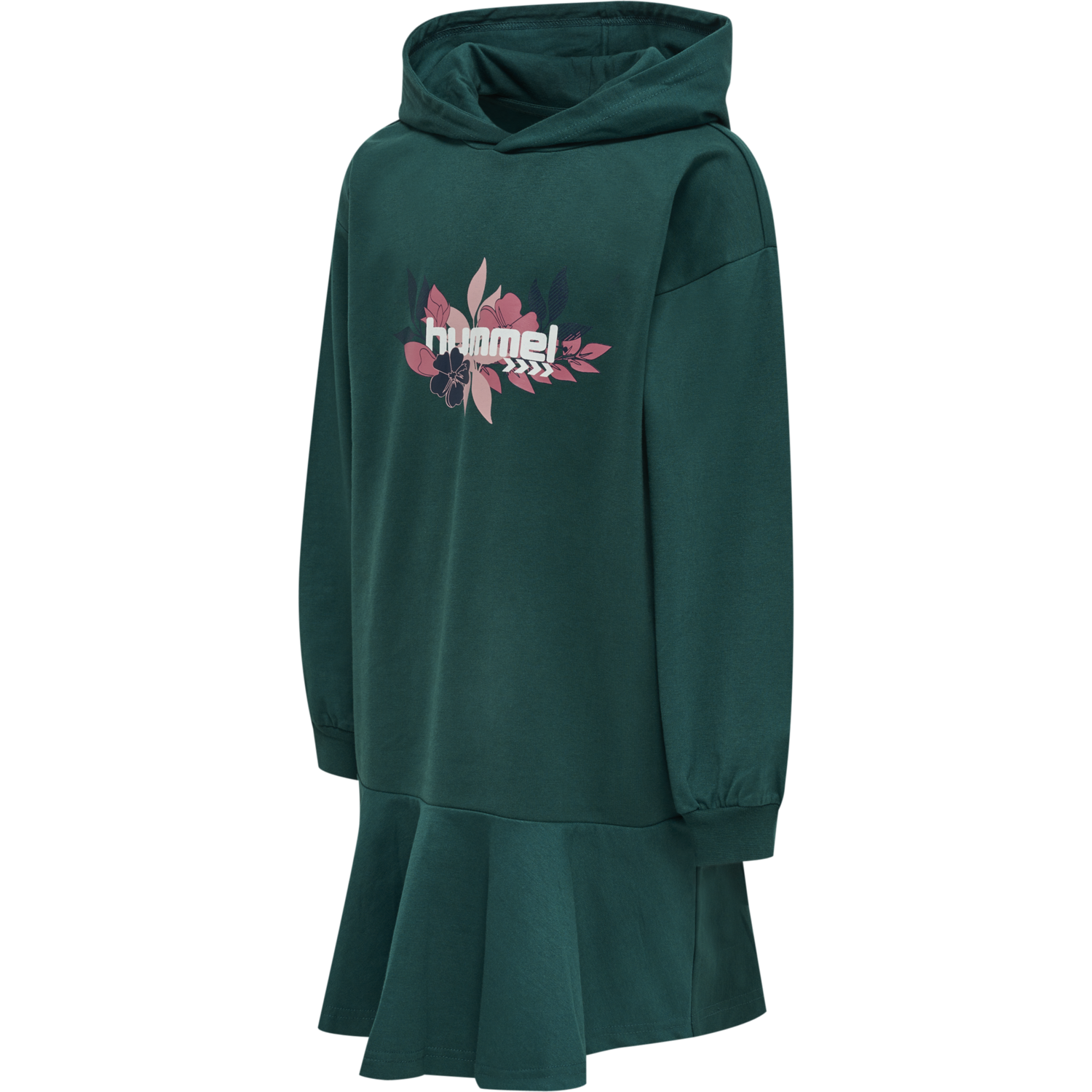 hmlSAGA HOODIE DRESS, DEEP TEAL, packshot