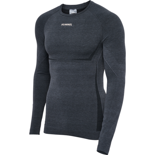 hmlTE MIKE SEAMLESS T-SHIRT L/S, BLACK/ASPHALT MELANGE hmlTE MIKE SEAMLESS T-SHIRT L/S, BLACK/ASPHALT MELANGE, packshot