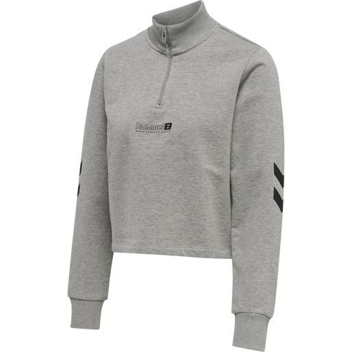 hmlLGC NIKKA CROPPED HALFZIP, GREY MELANGE, packshot