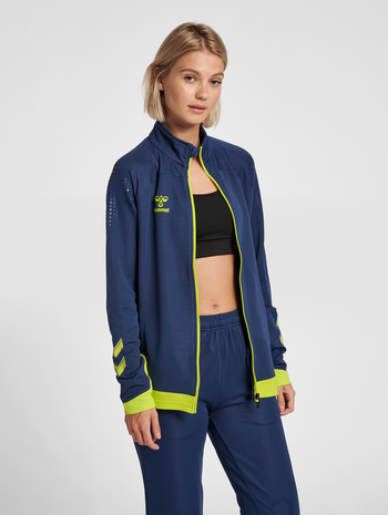 hml LEAD WOMEN POLY ZIP JACKET , DARK DENIM, model