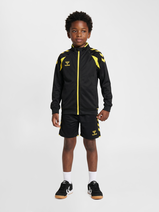 hmlCORE 2.0 TRACK ZIP JACKET KIDS, BLACK/BLAZING YELLOW, model