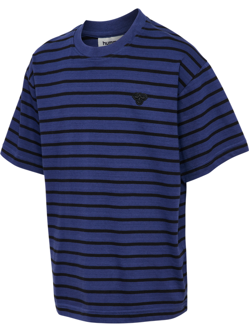 hmlJR LOOSE STRIPED T-SHIRT S/S BEE, DEEP COBALT, packshot