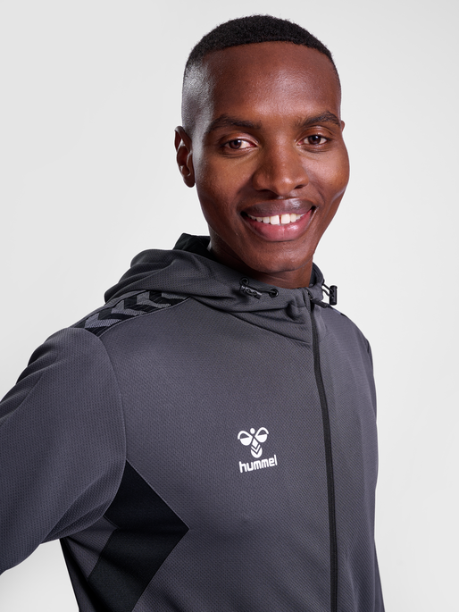 hmlAUTHENTIC PL ZIP HOODIE, ASPHALT, model