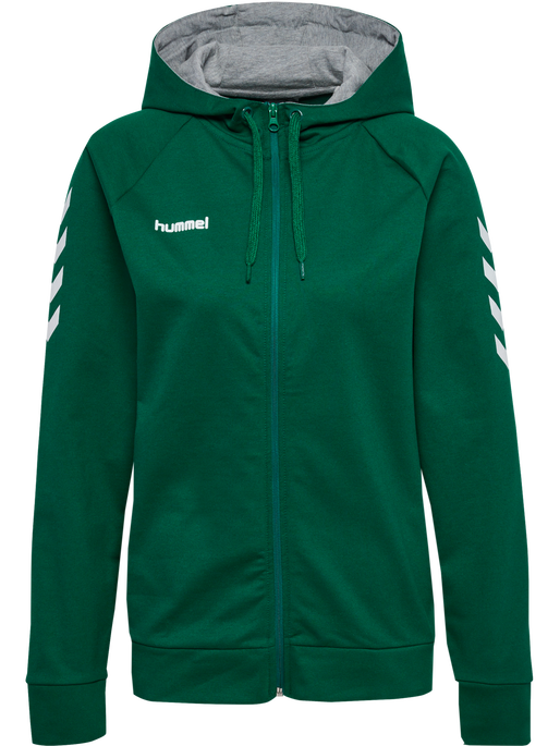 HMLGO COTTON ZIP HOODIE WOMAN, EVERGREEN, packshot