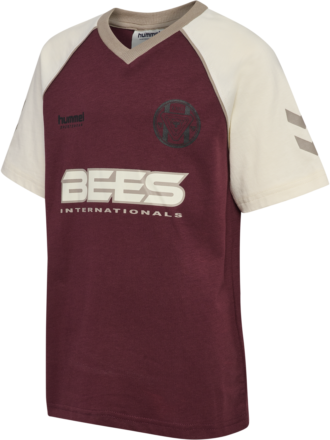 hmlJR REG V-NECK BEES T-SHIRT S/S, VINEYARD WINE, packshot