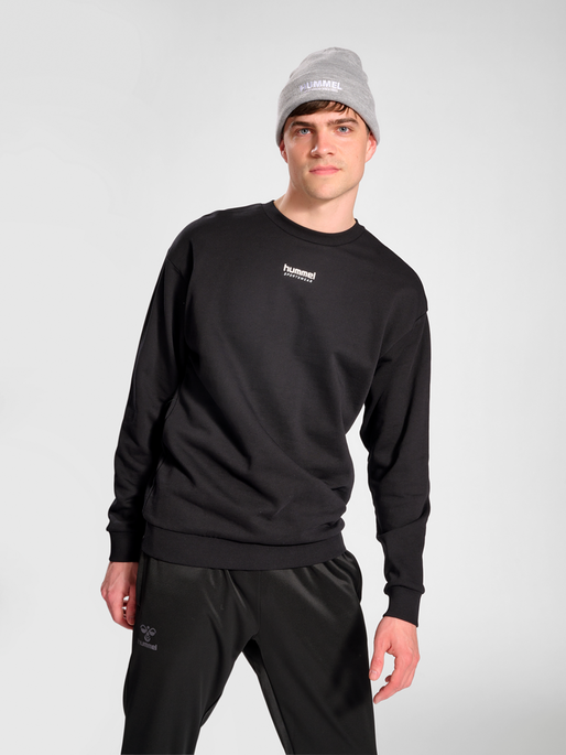 hmlLGC NATE SWEATSHIRT, BLACK, model