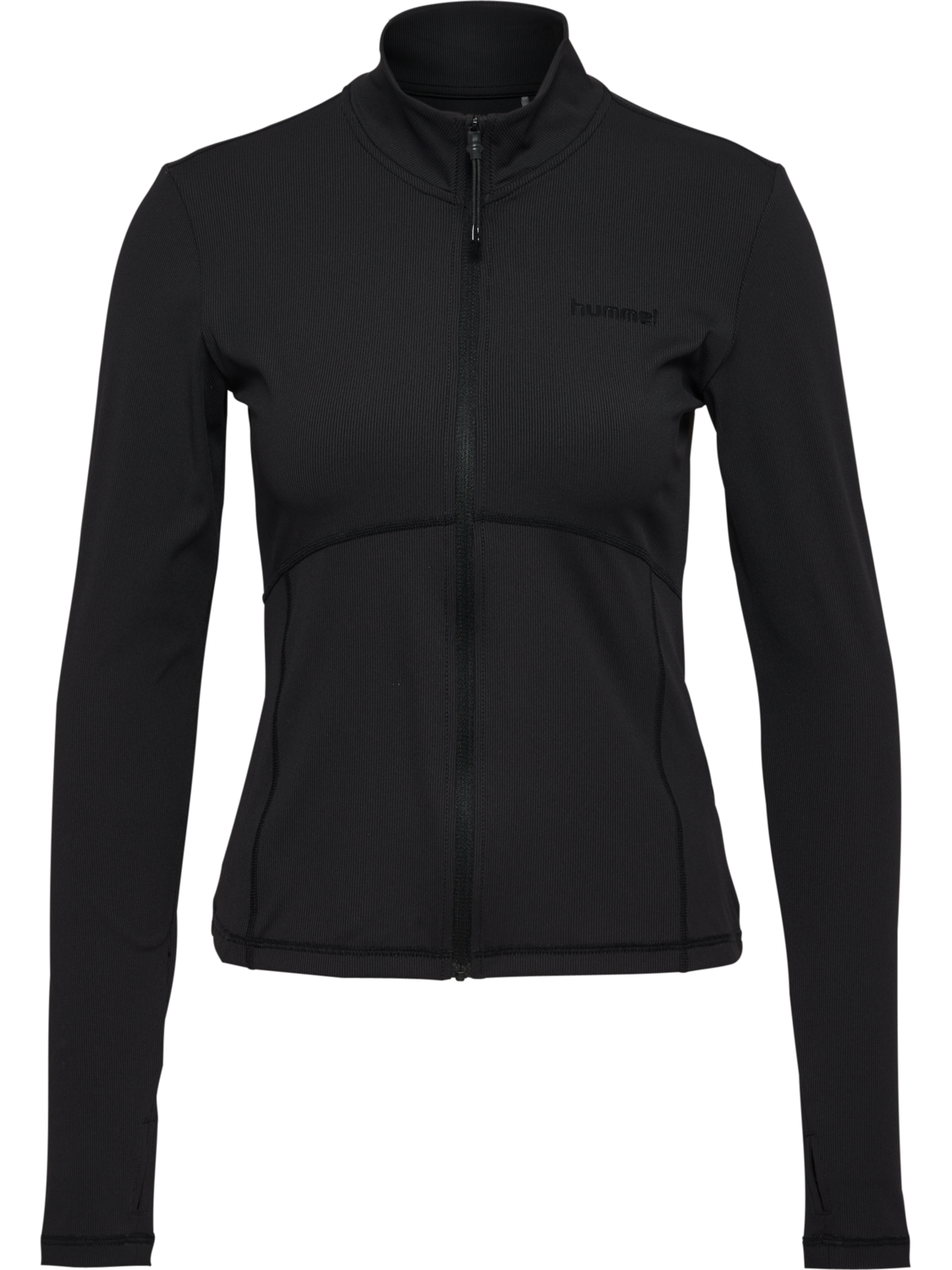 hmlPRIMA W RIB ZIP BLOUSE, BLACK, packshot