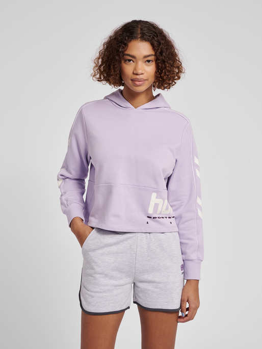hmlLGC YOKO CROPPED HOODIE, PASTEL LILAC, model