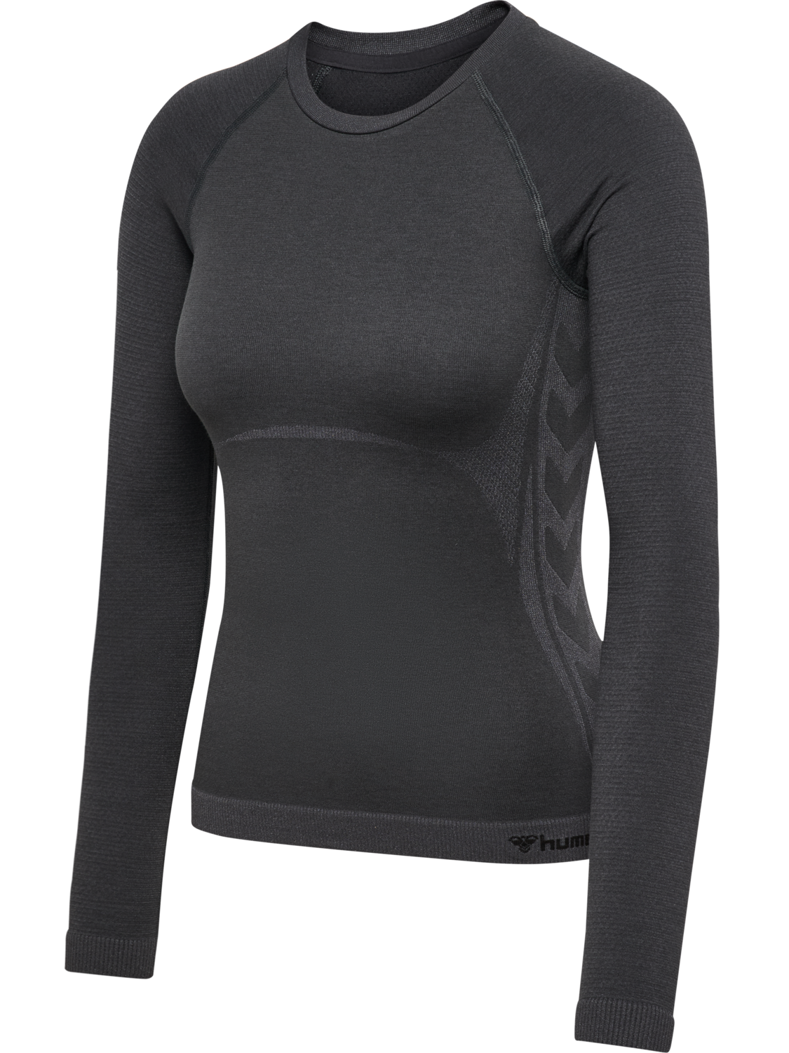 hmlCLEA SEAMLESS TIGHT T-SHIRT L/S, EBONY, packshot