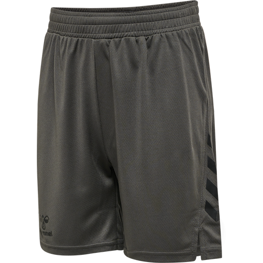 hmlONGRID POLY SHORTS KIDS, FORGED IRON/JET BLACK, packshot