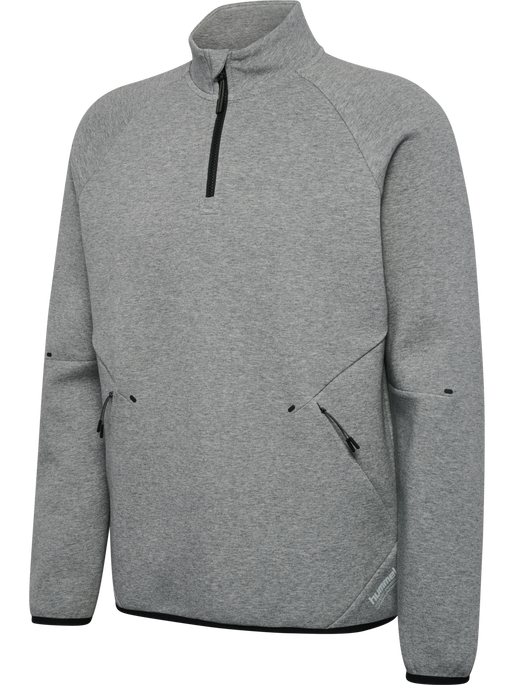 hmlTECH FLEECE HALFZIP, GREY MELANGE, packshot