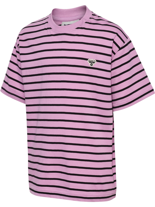 hmlJR LOOSE STRIPED T-SHIRT S/S BEE, SMOKY GRAPE, packshot