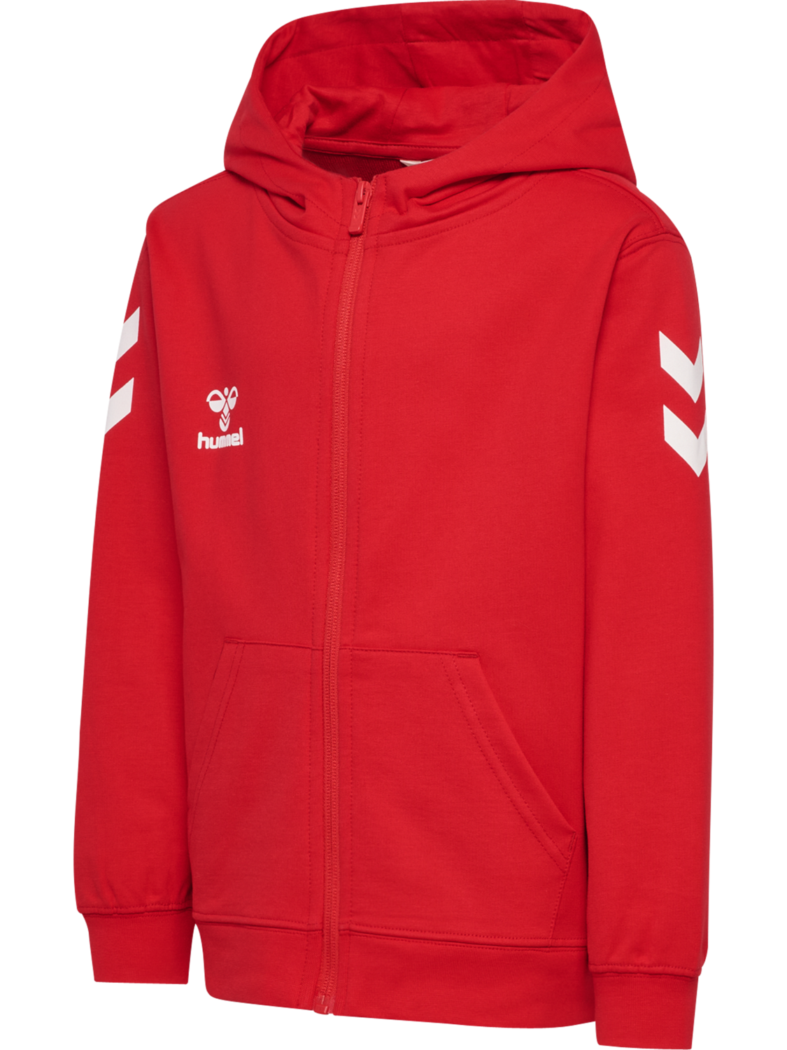 hmlGO 2.0 CHEVRON ZIP HOODIE KIDS, TRUE RED, packshot