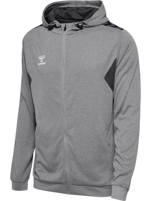 hmlAUTHENTIC PL ZIP HOODIE, GREY MELANGE, packshot