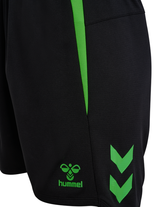 hmlLEAD 2.0 SHORTS, BLACK/GREEN GECKO, packshot