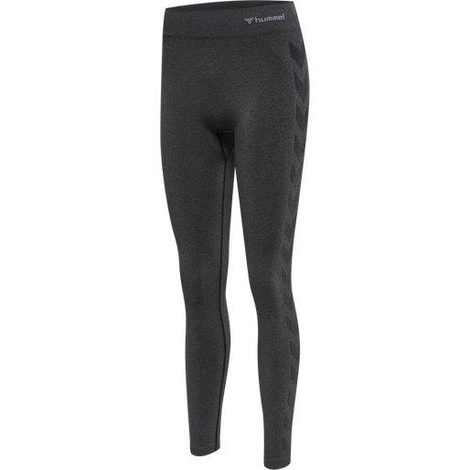 hmlCI SEAMLESS MID WAIST TIGHTS, BLACK MELANGE hmlCI SEAMLESS MID WAIST TIGHTS, BLACK MELANGE, packshot